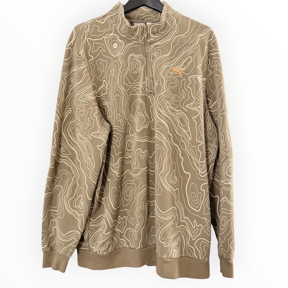 PUMA XXL Navigate AOP Half Zip Sweatshirt Topographic Map Camo Pullover 679157